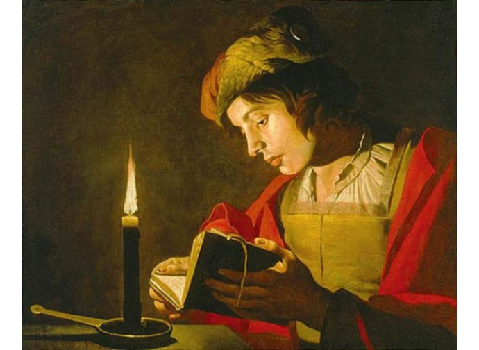 lettore con candela